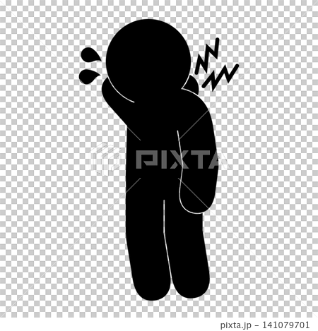 首の痛みに悩む人のピクトグラム 首の痛みに悩む人のピクトグラム 141079701