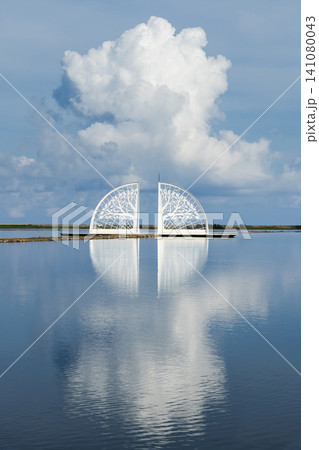 Beautiful Tree of Life installation art at Qinkunshen Fan-shaped Salt Fields in Jiangjun, Tainan, Taiwan, one of the Southwest Coast National Scenic Area attractions. 141080043