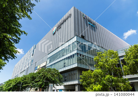 Low-angle view of the T.S. Mall (Hall A1) building. It's the largest shopping mall in the East District, Tainan, Taiwan.  141080044