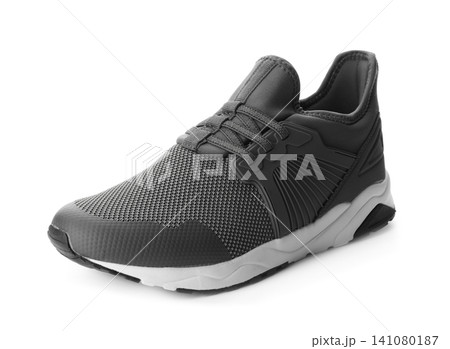 Stylish grey sports shoe isolated on white Stylish grey sports shoe isolated on white 141080187