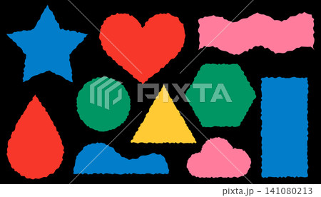Jagged colorful geometric shapes isolated on black background vector 141080213