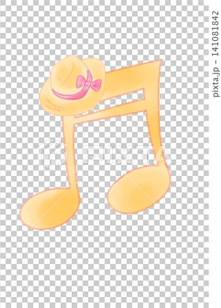 Musical notes with straw hats Musical notes with straw hats 141081842