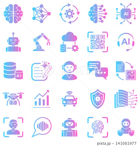 artificial intelligence and future technology icon set vector illustration 141081977