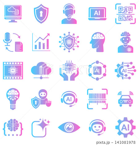 artificial intelligence and future technology icon set vector illustration 141081978
