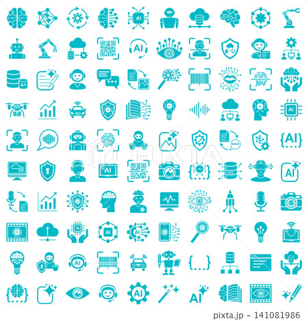 artificial intelligence and future technology icon set vector illustration 141081986