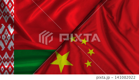 Bilateral relations between Belarus and China. Flag of Belarus and China 141082022