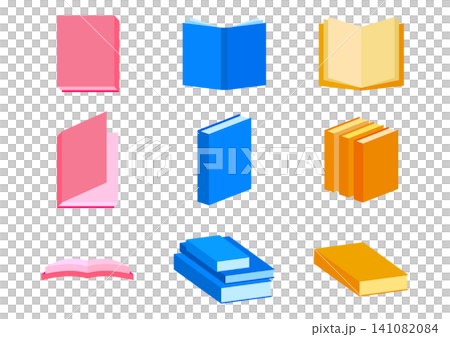 Simple book flat icon set Simple book flat icon set 141082084