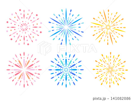 シンプルな花火のイラストセット シンプルな花火のイラストセット 141082086