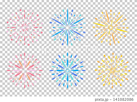 シンプルな花火のイラストセット シンプルな花火のイラストセット 141082086