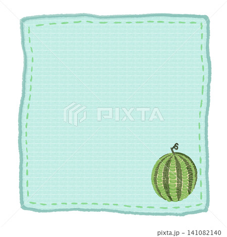 刺繍風スイカのワンポイント入り布風フレーム 141082140