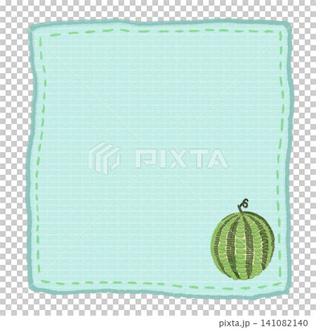 刺繍風スイカのワンポイント入り布風フレーム 141082140