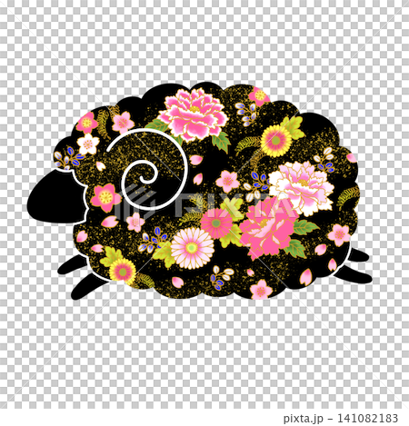 未年 羊年 かわいい花柄の羊のイラスト 未年 羊年 かわいい花柄の羊のイラスト 141082183
