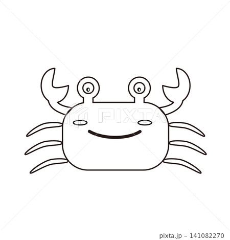 かわいい赤いカニのキャラクター表情セット（笑顔・泣き顔・ウインク・驚き・線画） 141082270