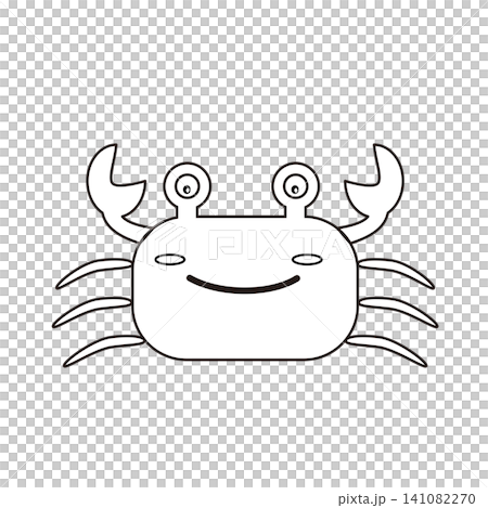 かわいい赤いカニのキャラクター表情セット（笑顔・泣き顔・ウインク・驚き・線画） 141082270
