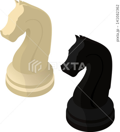 Isometric knight chess piece black and white Isometric knight chess piece black and white 141082362