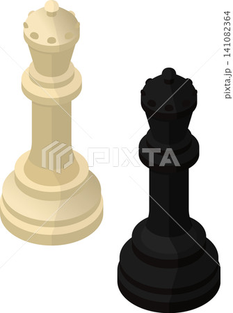 Isometric queen chess piece black and white Isometric queen chess piece black and white 141082364