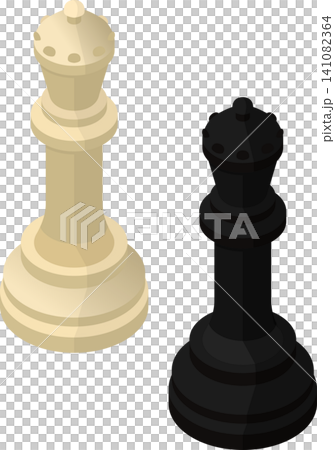 Isometric queen chess piece black and white Isometric queen chess piece black and white 141082364