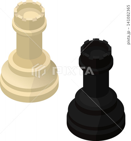 Isometric rook chess piece black and white Isometric rook chess piece black and white 141082365