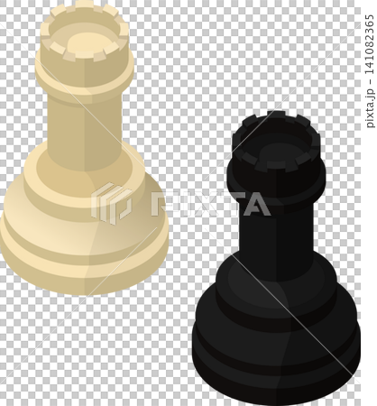 Isometric rook chess piece black and white Isometric rook chess piece black and white 141082365