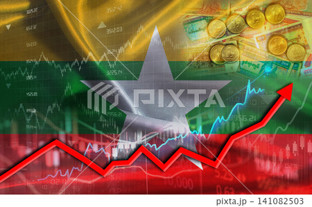 Burmese economic growth on financial graph. Myanmar financial growth on market graph Burmese economic growth on financial graph. Myanmar financial growth on market graph 141082503