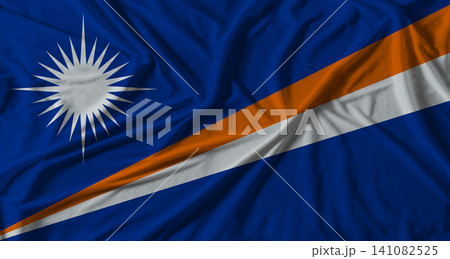 Marshall Islands flag with fabric texture background. National flag of Marshall Islands with cloth texture Marshall Islands flag with fabric texture background. National flag of Marshall Islands with cloth texture 141082525