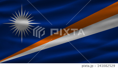 Marshallese flag with fabric texture. Realistic flag of Marshall Islands waving Marshallese flag with fabric texture. Realistic flag of Marshall Islands waving 141082529