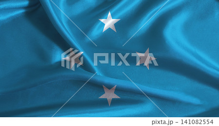 Micronesia flag with cloth textured background. National flag of Micronesia with realistic texture Micronesia flag with cloth textured background. National flag of Micronesia with realistic texture 141082554