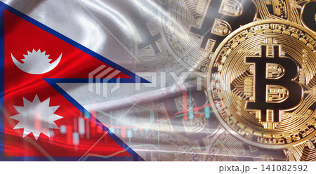 Bitcoin cryptocurrency with Nepalese flag. Investors in Blockchain Technology with Nepal flag background Bitcoin cryptocurrency with Nepalese flag. Investors in Blockchain Technology with Nepal flag background 141082592