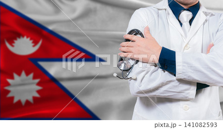 Nepalese national health system, Medical professional holding sthetoscope isolated Nepalese national health system, Medical professional holding sthetoscope isolated 141082593