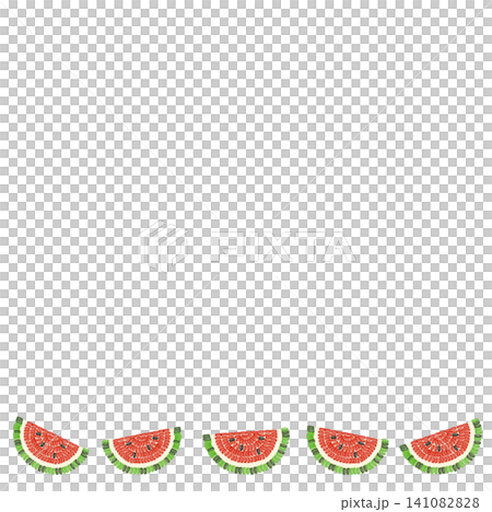 刺繍風のカットスイカを並べた夏の背景素材 141082828