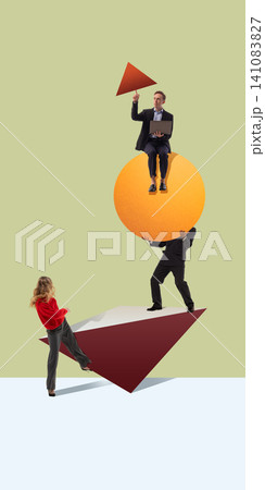 Team balancing abstract geometric platform through coordinated leadership and support Team balancing abstract geometric platform through coordinated leadership and support 141083827