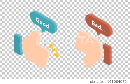 アイソメトリックなGoodとBadのハンドサインアイコン (ベクター) 高評価・低評価 アイソメトリックなGoodとBadのハンドサインアイコン (ベクター) 高評価・低評価 141084072