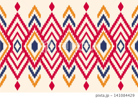 Abstract ikat art background. Uzbekistan ikat pattern. Uzbekistan pattern design for background, wallpaper, textile, art, clothing, wrapping paper, scarf, carpet, print, Uzbek fabric Abstract ikat art background. Uzbekistan ikat pattern. Uzbekistan pattern design for background, wallpaper, textile, art, clothing, wrapping paper, scarf, carpet, print, Uzbek fabric 141084429
