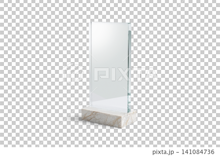 Blank rectangular glass award with marble stand png, transparent background. Empty transparent glassy rewards for engraving present mock up cut out. Clear plexiglass champion trophy template. Blank rectangular glass award with marble stand png, transparent background. Empty transparent glassy rewards for engraving present mock up cut out. Clear plexiglass champion trophy template. 141084736