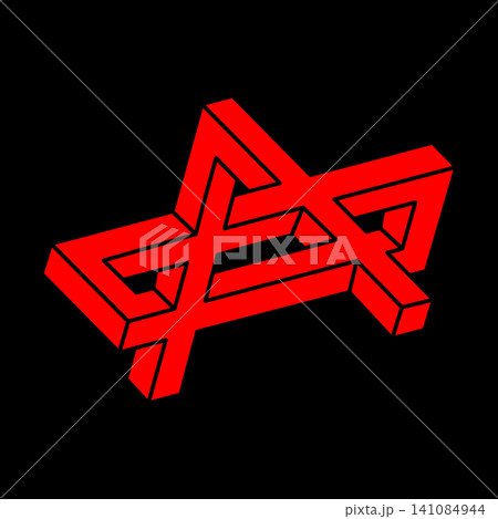 Impossible shapes. Sacred geometry figures. Optical illusion. Abstract eternal geometric objects. Impossible endless outline. Logo. Impossible geometry object on a black background. Optical art. Impossible shapes. Sacred geometry figures. Optical illusion. Abstract eternal geometric objects. Impossible endless outline. Logo. Impossible geometry object on a black background. Optical art. 141084944