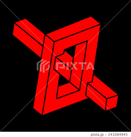 Logo. Impossible shapes, optical illusion, vector. Optical art objects. Geometric figures. Line art. Logo. Impossible shapes, optical illusion, vector. Optical art objects. Geometric figures. Line art. 141084945