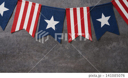 Patriotic bunting on gray background 141085076
