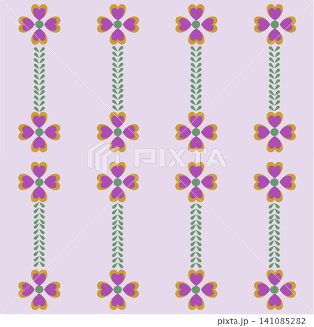 Cute Pastel Pink Heart Flower Pattern 141085282