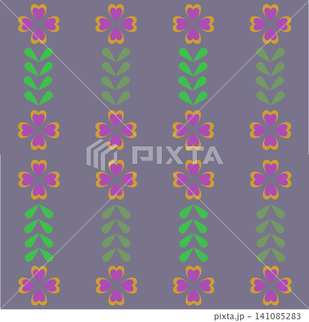 Retro Purple Floral Heart Pattern Retro Purple Floral Heart Pattern 141085283