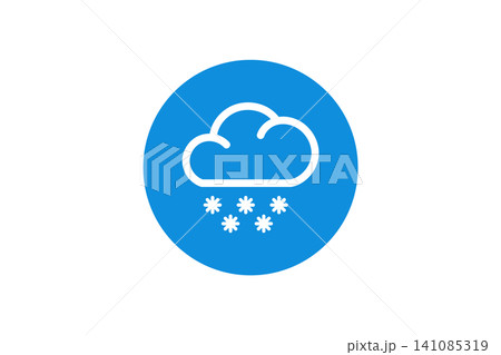 Snow Cloud Weather Icon in Flat Circle Graphic for Winter Forecast and Meteorology 141085319
