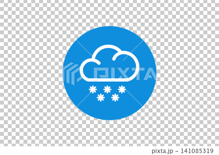 Snow Cloud Weather Icon in Flat Circle Graphic for Winter Forecast and Meteorology 141085319
