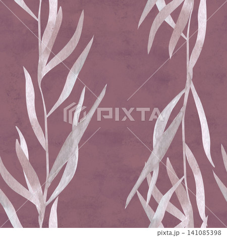 Seamless botanical grass pattern flowing watercolor stems in dark blush tones, elegant repeating design for fashion fabrics, apparel prints, textiles, scarves, dresses, modern clothing collections Seamless botanical grass pattern flowing watercolor stems in dark blush tones, elegant repeating design for fashion fabrics, apparel prints, textiles, scarves, dresses, modern clothing collections 141085398