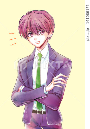 腕組みをしているスーツを着た男性 笑顔 腕組みをしているスーツを着た男性 笑顔 141086173