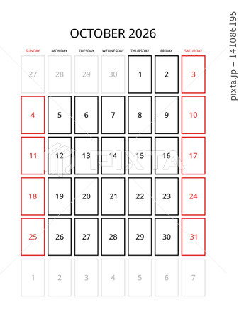 October 2026 English Professional Monthly Calendar Template Minimalist Corporate October 2026 English Professional Monthly Calendar Template Minimalist Corporate 141086195