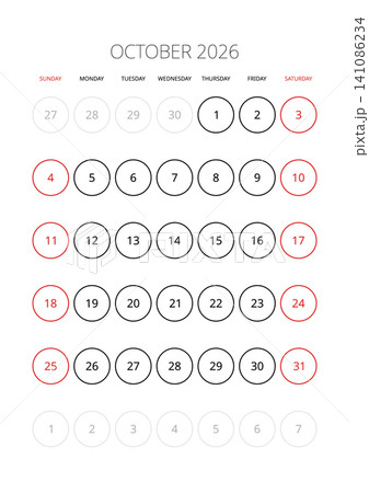 October 2026 English Corporate Monthly Calendar Grid Minimalist Office Organizer October 2026 English Corporate Monthly Calendar Grid Minimalist Office Organizer 141086234