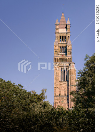Historic Tower of St Salvator Cathedral in Bruges 141086289