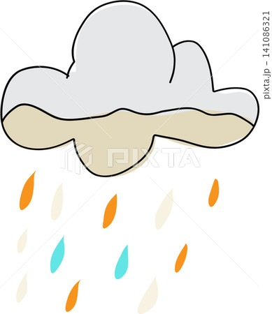 stylized icon of the colored cloud with rain stylized icon of the colored cloud with rain 141086321