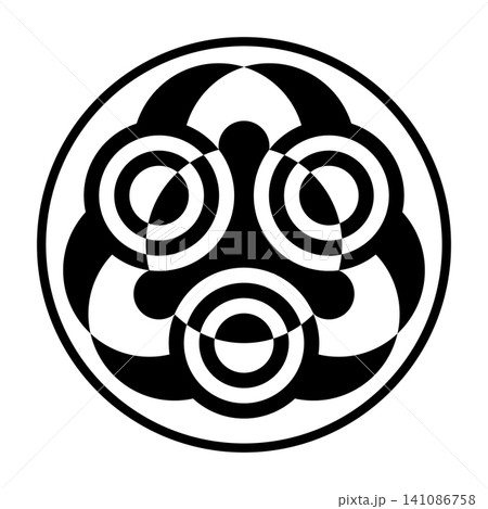 Triangular crop circle pattern, found 2026 in Wiltshire. Concentric circles radiate from the points of an equilateral triangle, like the ripples that appear when you throw a stone into water. Vector 141086758
