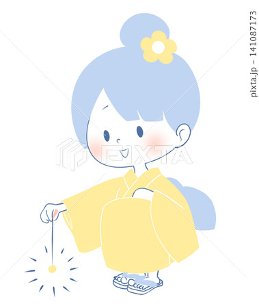 線香花火をする女の子のイラスト 141087173