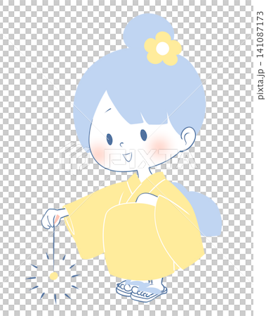 線香花火をする女の子のイラスト 141087173
